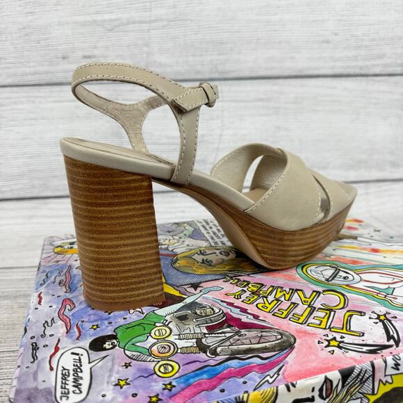 Jeffrey Campbell Womens Cream Seraphin Ankle Strap Platform Sandal Heels Size 10 - Picture 8 of 13